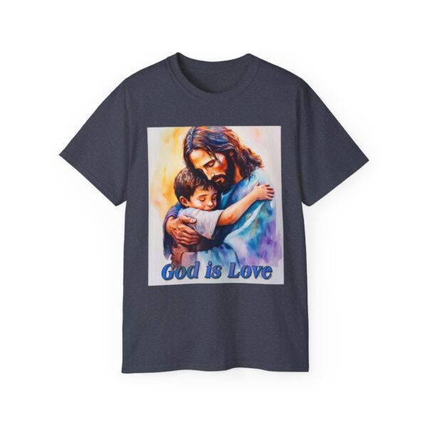 Our "God is Love" series with Jesus hugging a LITTLE BOY Inspirational Christian Unisex Cotton T-Shirt, Faith Spiritual Apparel, Love Gift - Image 41