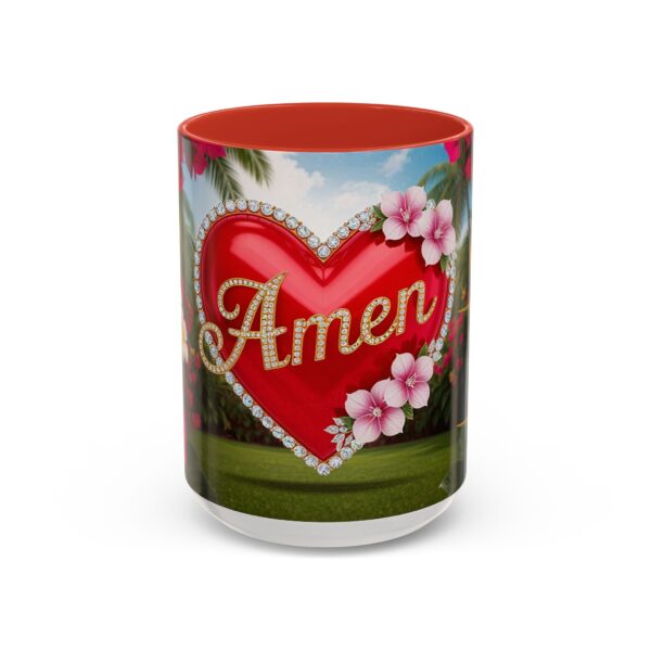 Our "Amen" Inspirational 'Solid Red Heart' Design Accent Coffee Mug, Perfect for Wedding Gifts, Love & Faith Decor, Philippians 4:8 - Image 29