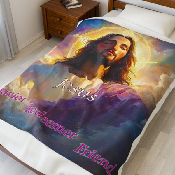 Jesus: Savior, Redeemer, Friend Inspirational Velveteen Plush Blanket - Cozy Gift or Home Decor. Throw, Bedding, Inspirational - Image 7