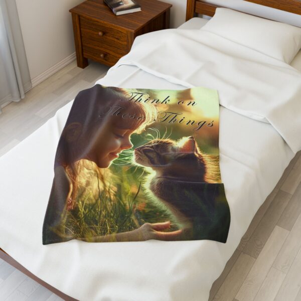Throw Blanket our beloved 'Kitten Kisses' "Think on these things" Inspirational Virtues Velveteen Plush Blanket Cozy Bedding Philippians 4:8 - Image 7