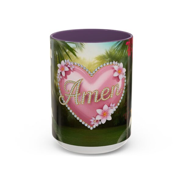 Our "Amen" Inspirational 'Solid Pink Heart' design Accent Coffee Mug, Perfect for Wedding Gifts, Love & Faith Decor, Philippians 4:8 - Image 57
