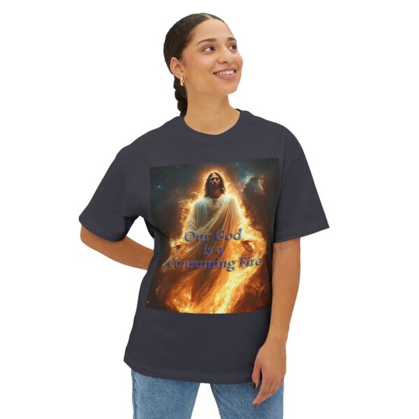 Our majestic "Our God is a Consuming Fire"  Inspirational Bible Christian Unisex Tee, Oversized Shirt, Boxy Top, Spiritual Tshirt, Gift - Image 23