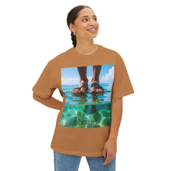 Christian Unisex Tee, Oversized T-Shirt for Men and Women, with "Trust" design Inspirational Faith Apparel, Walk on Water Design - Image 19