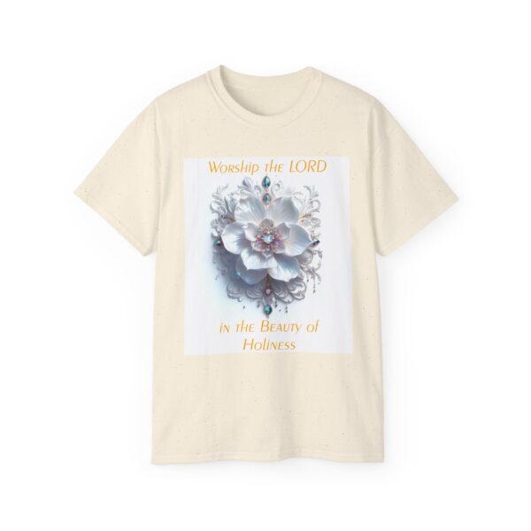 Our inspirational "Worship the Lord in the Beauty of Holiness" Christian Unisex Cotton T-Shirt, Faith Apparel, Love Gift, Gospel Fashion - Image 17