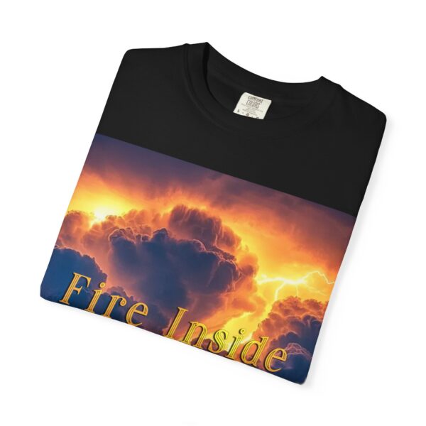 Garment-Dyed Unisex T-Shirt, with our 'Storm Light' "Fire Inside" design! Summer Casual Wear, Relaxed Style Inspirational Tropical Storms - Image 39