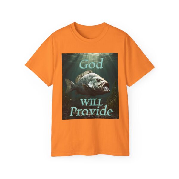 Our "God WILL Provide" design with a Fish with a Coin in its mouth Inspirational Christian Unisex Cotton T-Shirt, Faith Spiritual Apparel - Image 13