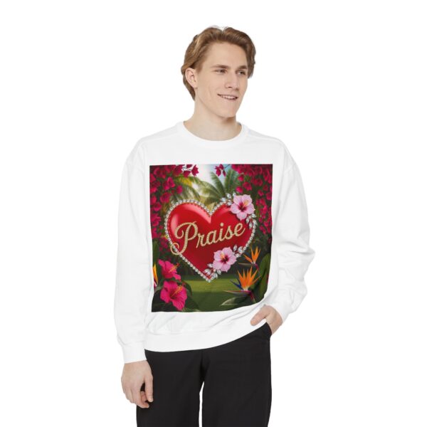 Sweatshirt Unisex Inspirational-Our "Praise" 'Solid Red Heart' design! Christian Virtues Uplifting Faith-Based Apparel Gospel Comfort - Image 3