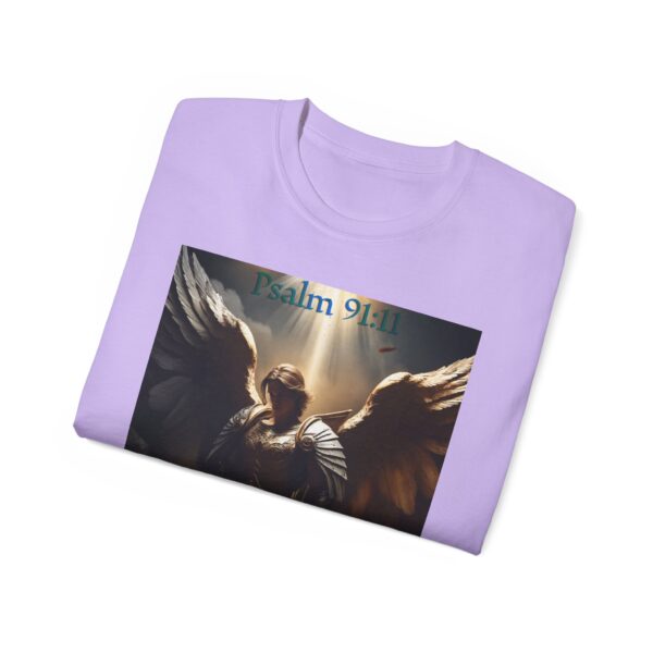 Our Guardian Angel, Psalm 91 "He gives his angels charge over thee" Inspirational Christian Design Unisex Cotton T-Shirt, Faith Apparel - Image 48