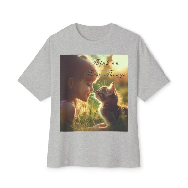 Inspirational Unisex Tee, Oversized T-Shirt for Men and Women, with 'Kitten Kisses' "Think on these things" design Faith Apparel, Biblical - Image 29
