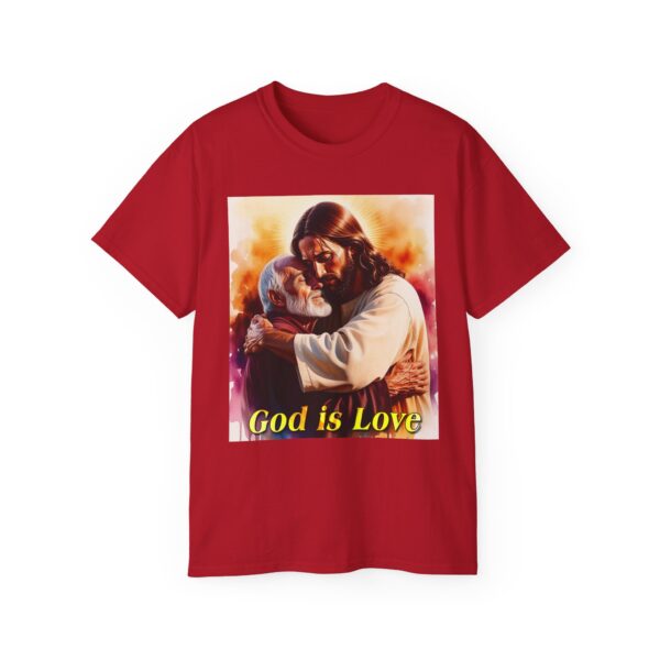 Our "God is Love" series with Jesus hugging PAPA! Inspirational Christian Unisex Cotton T-Shirt, Faith Spiritual Apparel, Love Gift - Image 58