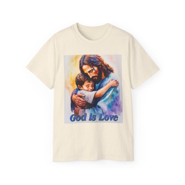 Our "God is Love" series with Jesus hugging a LITTLE BOY Inspirational Christian Unisex Cotton T-Shirt, Faith Spiritual Apparel, Love Gift - Image 21