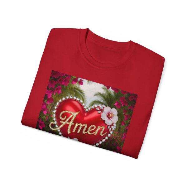 Our "Amen" Inspirational 'Solid Red Heart' Design Vintage Christian Faith Apparel Unisex Cotton T-Shirt, Thoughtful Quote, Philippians 4:8 - Image 61