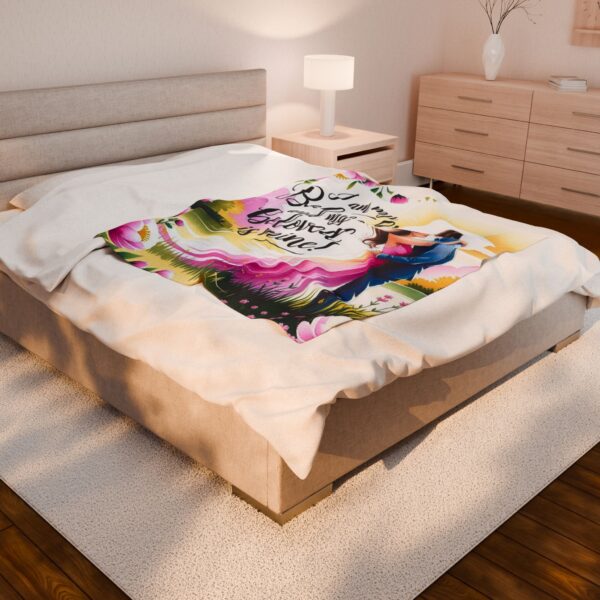 Our beautiful "I am my Beloved's" Inspirational Velveteen Plush Blanket - A Cozy Gift for Wedding, Anniversary, Home Decor. Throw, Bedding - Image 7