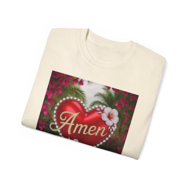Our "Amen" Inspirational 'Solid Red Heart' Design Vintage Christian Faith Apparel Unisex Cotton T-Shirt, Thoughtful Quote, Philippians 4:8 - Image 5