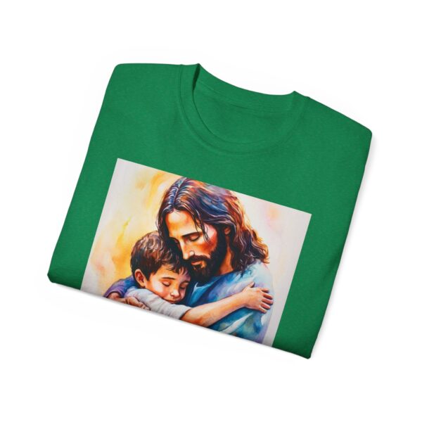 Our "God is Love" series with Jesus hugging a LITTLE BOY Inspirational Christian Unisex Cotton T-Shirt, Faith Spiritual Apparel, Love Gift - Image 32