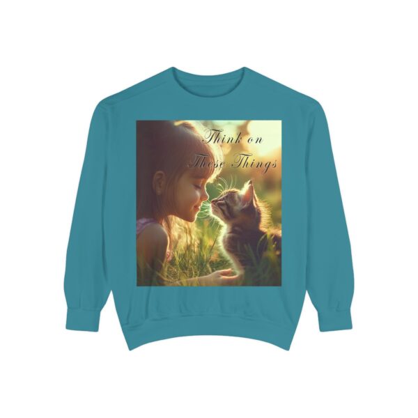 Sweatshirt Unisex Inspirational 'Kitten Kisses' "Think on these things". Christian Apparel, Faith-Based Comfort, Jumper, Gift for Believers - Image 26
