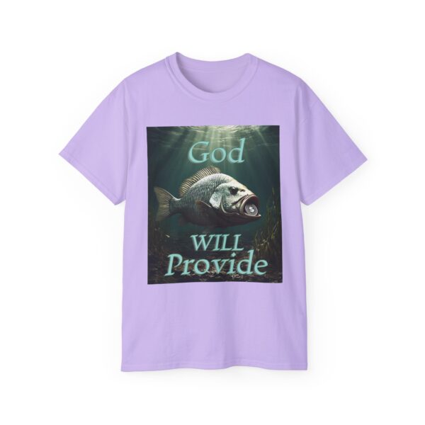Our "God WILL Provide" design with a Fish with a Coin in its mouth Inspirational Christian Unisex Cotton T-Shirt, Faith Spiritual Apparel - Image 45