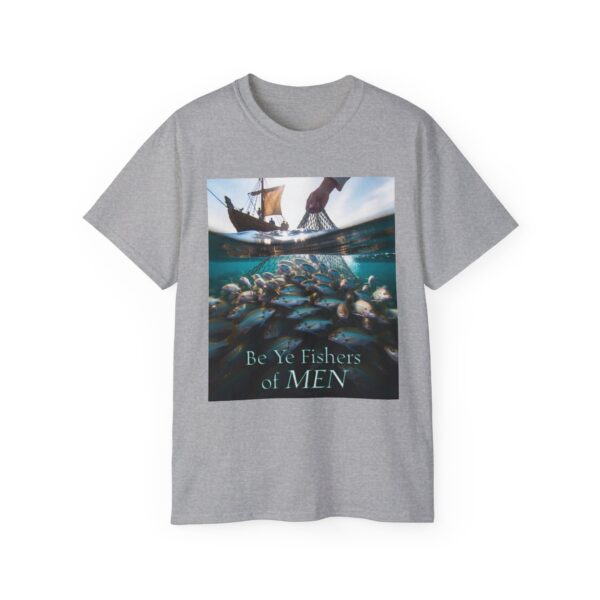 Our "Be ye fishers of MEN" Inspirational Christian Unisex Cotton T-Shirt, Faith Spiritual Apparel, Love Gift - Image 9