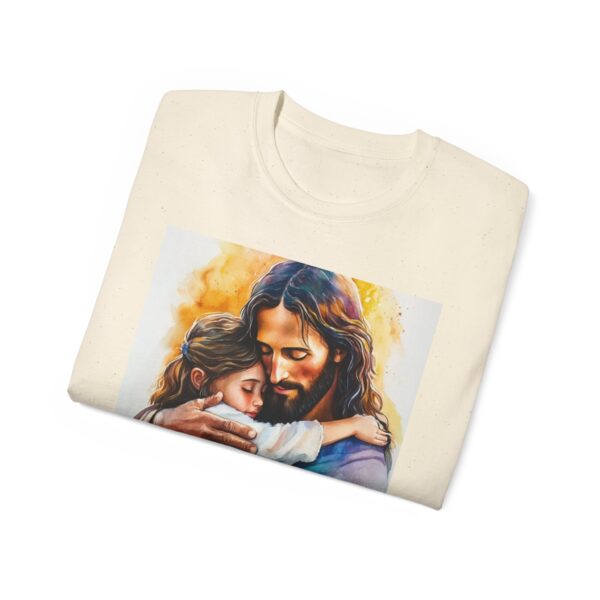Our "God is Love" series with Jesus hugging a LITTLE GIRL, Inspirational Christian Unisex Cotton T-Shirt, Faith Spiritual Apparel, Love Gift - Image 20