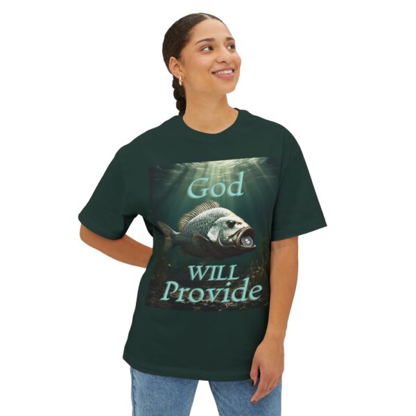 Biblical "God WILL Provide" Unisex Tee, Fish with Coin, Israel, Sea of Galilee, Inspirational, Christian Tshirt, Oversized Shirt, Boxy Top - Image 27
