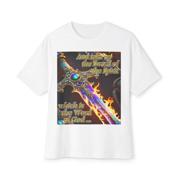 Our "Sword of the Spirit" Inspirational Bible Verse Christian Unisex Tee Religious Oversized Shirt, Boxy Top, Spiritual, Gift for Christians - Image 5