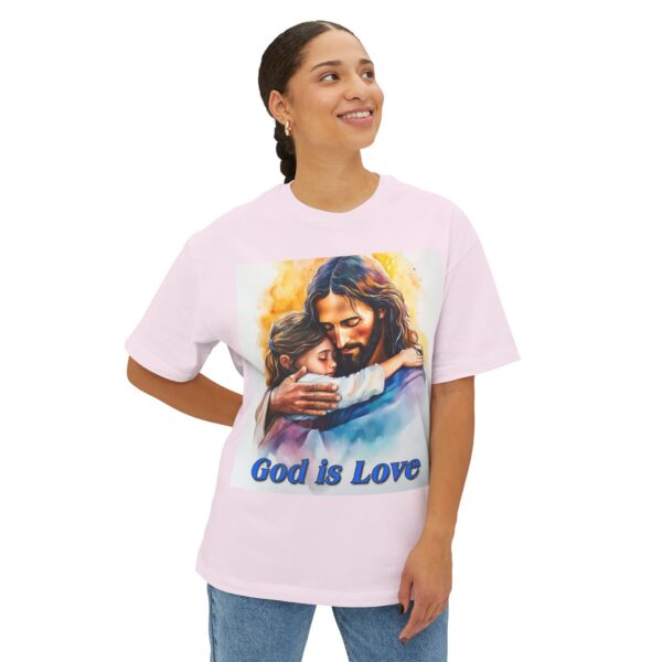Our "God is Love" series with Jesus hugging a little Girl! Christian Unisex Tee, Oversized T-Shirt, Inspirational Shirt, Faith Apparel - Image 7