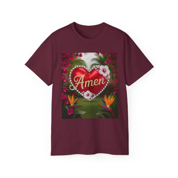 Our "Amen" Inspirational 'Solid Red Heart' Design Vintage Christian Faith Apparel Unisex Cotton T-Shirt, Thoughtful Quote, Philippians 4:8 - Image 18
