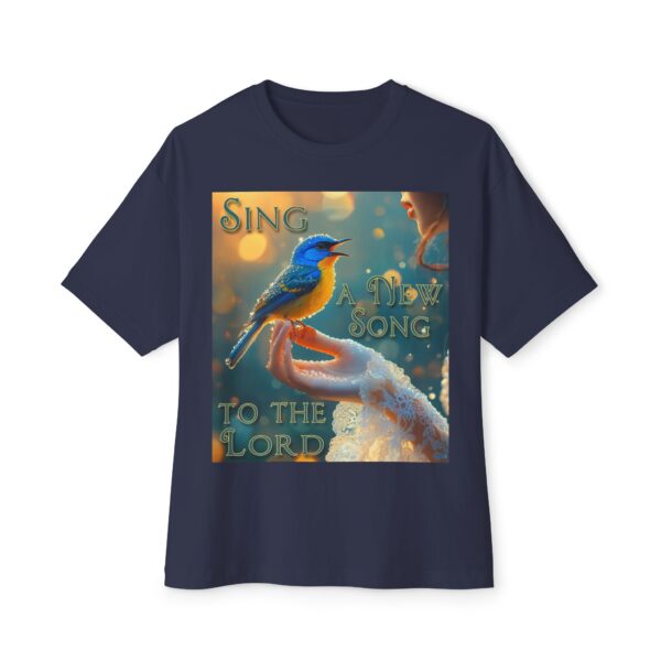 Inspirational Unisex Tee, Oversized T-Shirt for Men and Women, with our 'Song Bird' "Sing a New Song" design! Faith Apparel, Biblical - Image 33