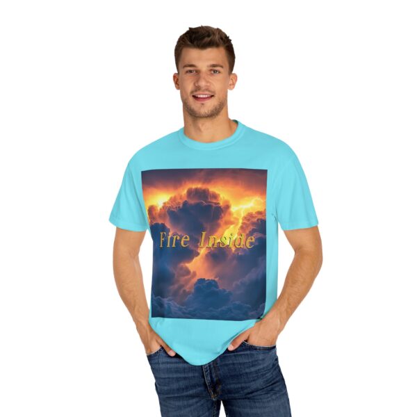 Garment-Dyed Unisex T-Shirt, with our 'Storm Light' "Fire Inside" design! Summer Casual Wear, Relaxed Style Inspirational Tropical Storms - Image 32