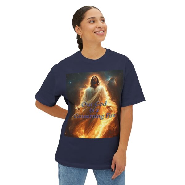 Our majestic "Our God is a Consuming Fire"  Inspirational Bible Christian Unisex Tee, Oversized Shirt, Boxy Top, Spiritual Tshirt, Gift - Image 35