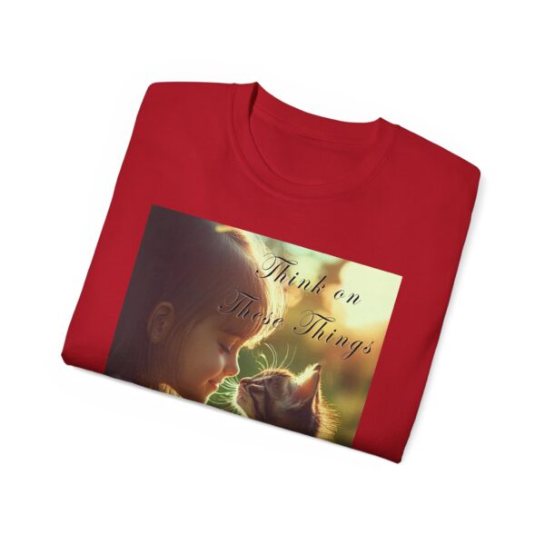 Inspirational 'Kitten Kisses' "Think on these things" Vintage Christian Faith Apparel Unisex Cotton T-Shirt, Pet Lover Cute Thoughtful Quote - Image 60