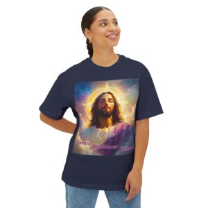 Jesus! Savior Redeemer Friend, Inspirational Christian Unisex Tee, Oversized Shirt, Boxy Top, Spiritual Tshirt, Gift for Christians