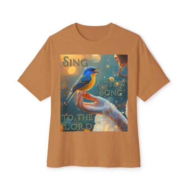 Inspirational Unisex Tee, Oversized T-Shirt for Men and Women, with our 'Song Bird' "Sing a New Song" design! Faith Apparel, Biblical - Image 17