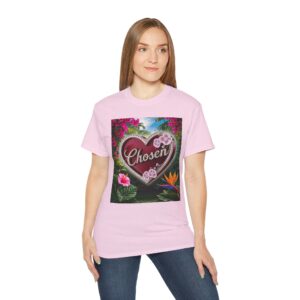 Our "Chosen" Inspirational 'Solid Red Heart' Design Vintage Christian Faith Apparel Unisex Cotton T-Shirt, Thoughtful Quote, Philippians 4:8