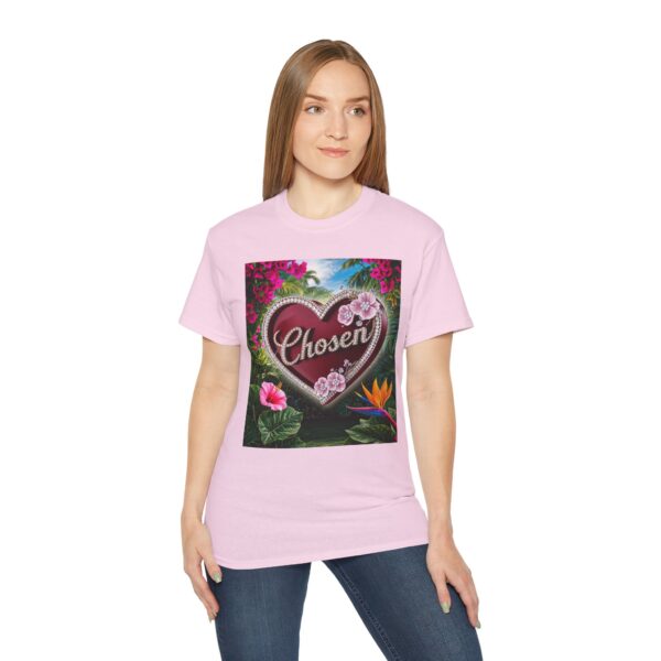 Our "Chosen" Inspirational 'Solid Red Heart' Design Vintage Christian Faith Apparel Unisex Cotton T-Shirt, Thoughtful Quote, Philippians 4:8