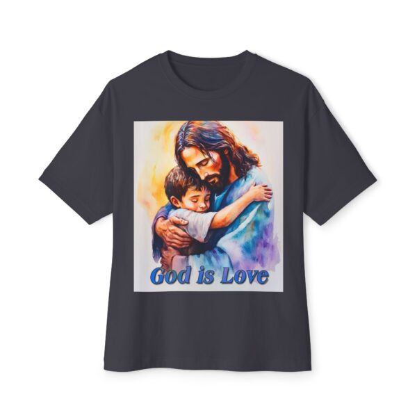 Our "God is Love" series with Jesus hugging a small boy! Christian Unisex Tee, Oversized T-Shirt, Inspirational Shirt, Faith Apparel - Image 21