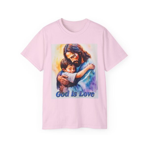 Our "God is Love" series with Jesus hugging a LITTLE BOY Inspirational Christian Unisex Cotton T-Shirt, Faith Spiritual Apparel, Love Gift - Image 49