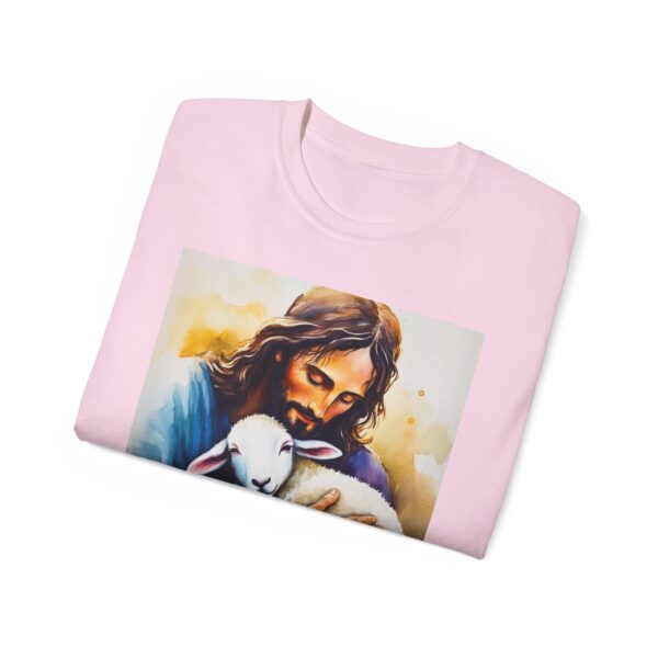 Our "God is Love" series with Jesus hugging a BABY LAMB, Inspirational Christian Unisex Cotton T-Shirt, Faith Spiritual Apparel, Love Gift - Image 52