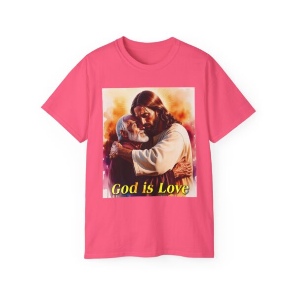 Our "God is Love" series with Jesus hugging PAPA! Inspirational Christian Unisex Cotton T-Shirt, Faith Spiritual Apparel, Love Gift - Image 54