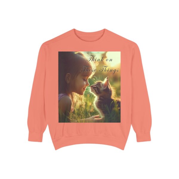 Sweatshirt Unisex Inspirational 'Kitten Kisses' "Think on these things". Christian Apparel, Faith-Based Comfort, Jumper, Gift for Believers - Image 10
