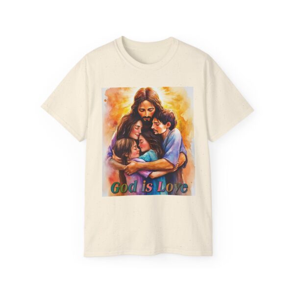 Our "God is Love" series with Jesus hugging a SMALL FAMILY Inspirational Christian Unisex Cotton T-Shirt, Faith Spiritual Apparel, Love Gift - Image 18