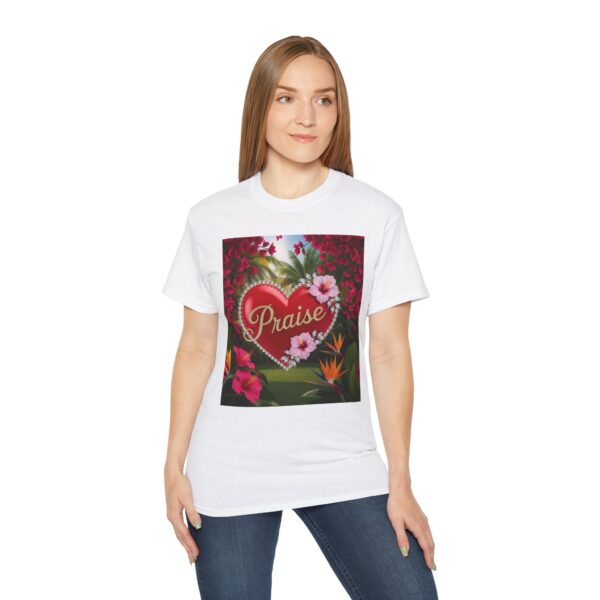 Our "Praise" Inspirational 'Solid Red Heart Design Vintage Christian Faith Apparel Unisex Cotton T-Shirt Thoughtful Quote Philippians 4:8 - Image 10
