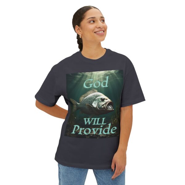 Biblical "God WILL Provide" Unisex Tee, Fish with Coin, Israel, Sea of Galilee, Inspirational, Christian Tshirt, Oversized Shirt, Boxy Top - Image 23
