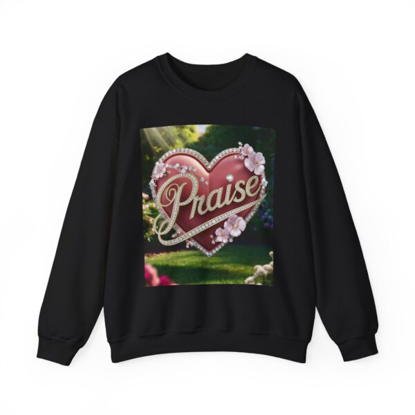 Crewneck Sweatshirt-with our "Praise" 'Solid Red heart' design. Vintage Inspired Faith Apparel, Gospel Fashion Unisex Heavy - Image 7