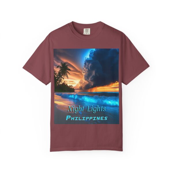 Garment-Dyed Unisex T-Shirt, with our "Night Lights - Philippines" design! Summer Casual Wear, Relaxed Style Inspirational Tropical Beach - Image 55