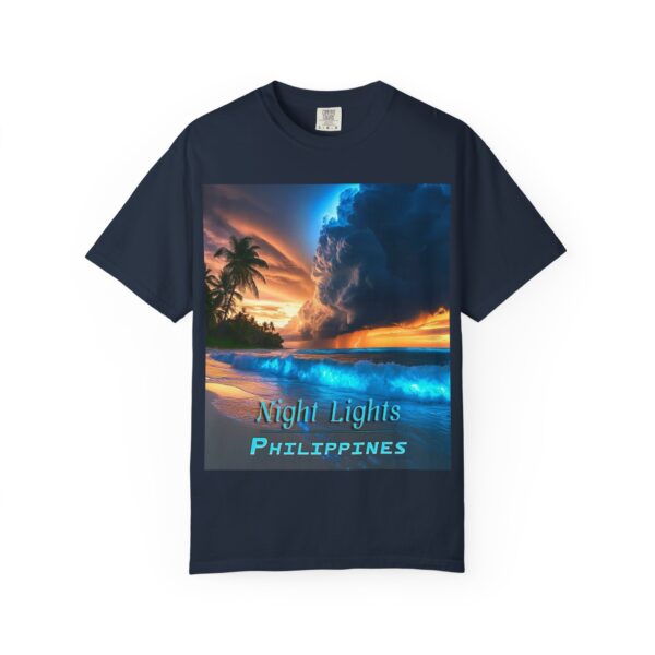 Garment-Dyed Unisex T-Shirt, with our "Night Lights - Philippines" design! Summer Casual Wear, Relaxed Style Inspirational Tropical Beach - Image 43