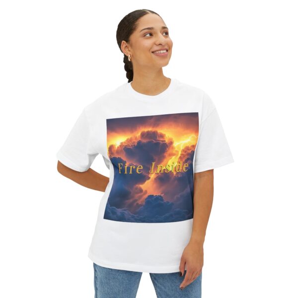 Inspirational Unisex Oversized T-Shirt for Men and Women, with our 'Storm Light' "Fire Inside" design! Beauty of Creation Tropical Storm - Image 3
