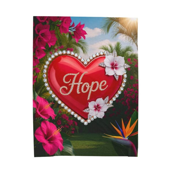 Our Beautiful "HOPE" Inspirational 'Solid RED Heart' Design Velveteen Plush Throw Blanket, Cozy Gift for Anniversary, Home Decor Bedding - Image 2