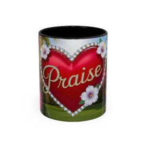 Our "Praise" 'Solid Red Heart' Inspirational Design Accent Coffee Mug, Perfect for Wedding Gifts, Love & Faith Decor, Philippians 4:8