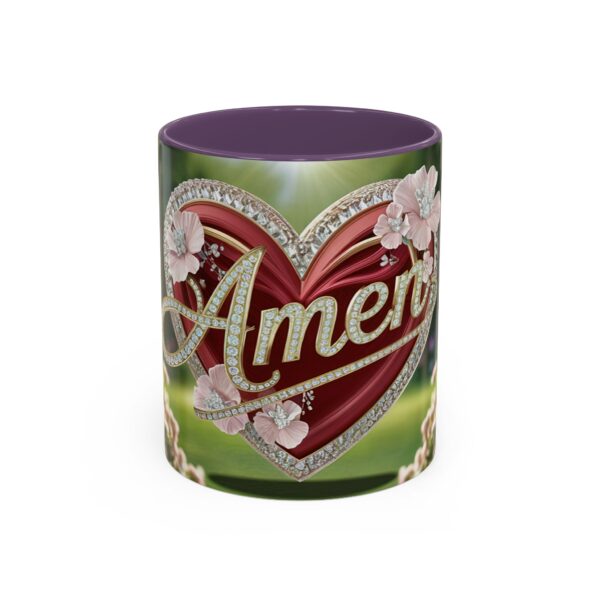 Our "Amen" Inspirational 'Elaborate Red Flowers Heart' design Accent Coffee Mug, Perfect for Wedding Gifts, Love & Faith Decor, Philippians 4:8 - Image 45